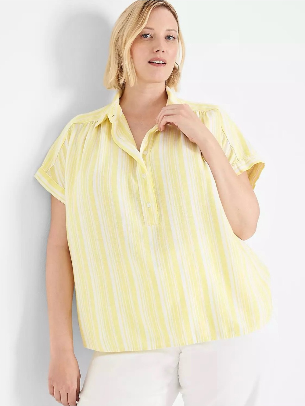 LANE BRYANT STRIPED POPOVER TOP